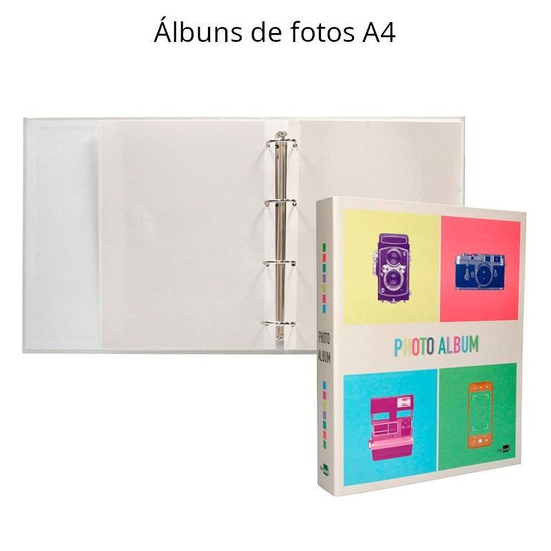 Álbuns de fotos modernos com 4 anéis