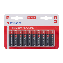Pilhas AA LR6 Alcalinas 1.5V Verbatim (Pack 20) – Potência Duradoura para Uso Diário