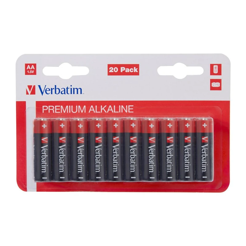 Pilhas AA LR6 Alcalinas 1.5V Verbatim (Pack 20)